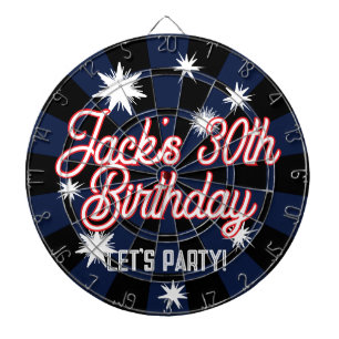BIRTHDAY Personalised Name - Midnight Sky & Stars Dartboard