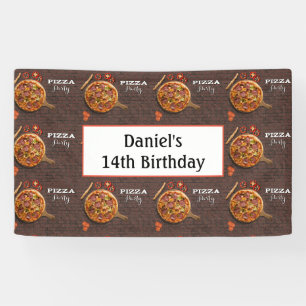 Birthday Personalised Pizza Party Banner