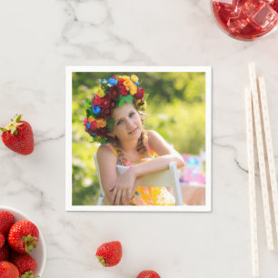 Birthday Personalized Photo Text Design Cocktail Napkin