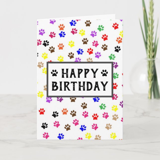 Birthday Pet Dad Paw Prints Card (Front)