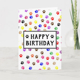 Birthday Pet Dad Paw Prints Card