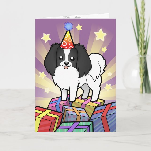 Birthday Phalene / Japanese Chin Card (Front)