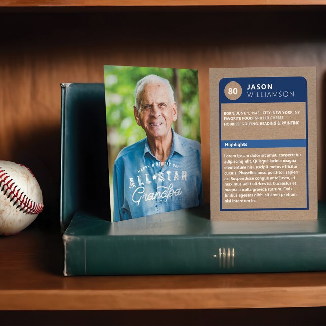 Birthday Photo All-Star Grandpa Baseball Card (Birthday Photo All-Star Grandpa Baseball Card)