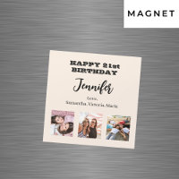 Birthday photo best friends beige cream magnet