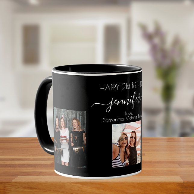 Birthday photo best friends black chic mug (Creator Uploaded)