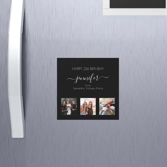 Birthday photo best friends black white magnet (Creator Uploaded)