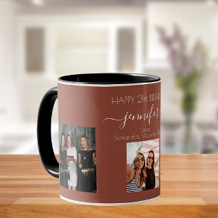 Birthday photo best friends names brown earth mug
