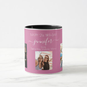 Birthday photo best friends names pink mug