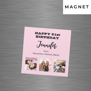 Birthday photo best friends pink magnet