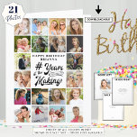 Birthday Photo Collage 21 Pictures Any Age Custom Card<br><div class="desc">Celebrate a BIG birthday for any age birthday with BIG memories on a BIG photo collage greeting card! Personalise with 21 photos (20 on the front cover and 1 on the inside) and your custom text for greetings and well wishes as all text is editable throughout the card front to...</div>