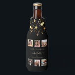 Birthday photo collage black gold stars friends bottle cooler<br><div class="desc">A gift from friends for a woman's 21st birthday, celebrating her life with a collage of 6 of your high quality photos of her, her friends, family, interest or pets. Personalise and add her name, age 21 and your names. Light yellow text. A chic, classic black background colour. Her name...</div>