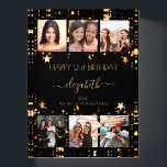 Birthday photo collage black gold stars friends paperweight<br><div class="desc">A gift from friends for a woman's 21st birthday, celebrating her life with a collage of 6 of your high quality photos of her, her friends, family, interest or pets. Personalise and add her name, age 21 and your names. Golden text. A chic, classic black background colour. Her name is...</div>