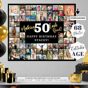Birthday Photo Collage Making AGE Look Good 68 Pic Poster