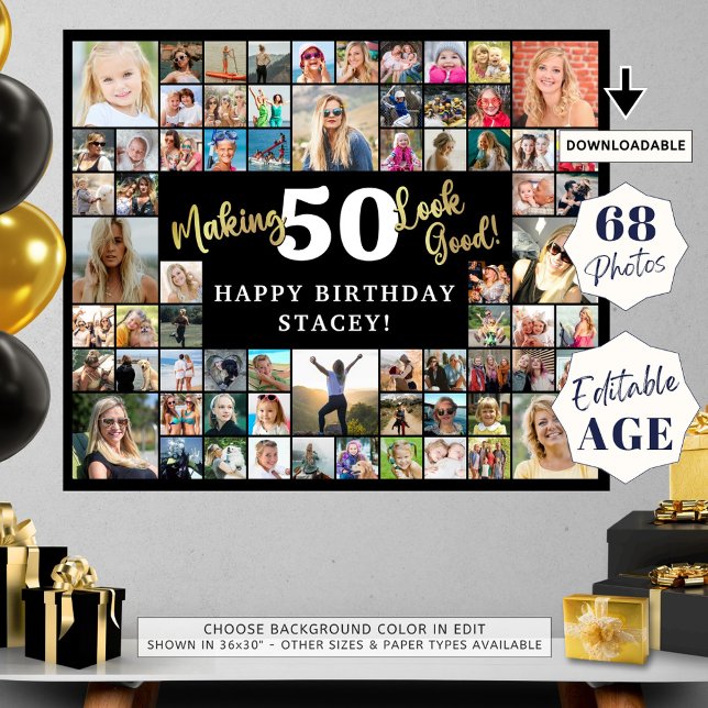 Birthday Photo Collage Making AGE Look Good 68 Pic Poster (Creator Uploaded)