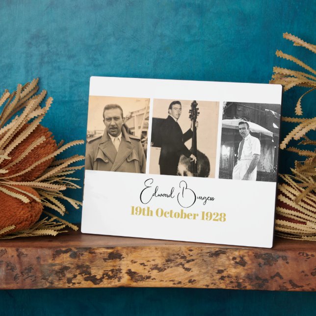 Birthday Photo Collage Male Modern  Plaque (Side)