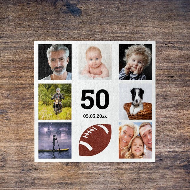 Birthday photo collage man guy white jigsaw puzzle (Creator Uploaded)