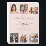 Birthday photo collage rose gold best friends wooden box sign<br><div class="desc">A gift from friends for a woman's 21st birthday, celebrating her life with a collage of 6 of your high quality photos of her, her friends, family, interest or pets. Personalise and add her name, age 21 and your names. Black text. A girly and feminine rose gold, blush pink background...</div>