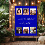 Birthday photo collage royal blue BFF Poster<br><div class="desc">For a woman's 21st (or any age) birthday, celebrating her life with a collage of 6 of your high quality photos of her, her friends, family, interest or pets. Personalise and add her name, age 21. A royal blue background. Her name is written with a modern hand lettered style script...</div>
