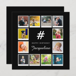 Birthday Photo Collage Template Any Age Name Black