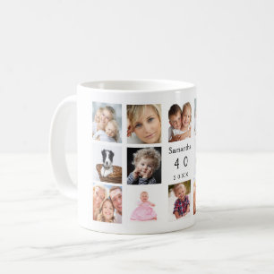 Birthday photo collage white black coffee mug