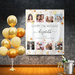 Birthday photo collage white gold best friends tapestry<br><div class="desc">A gift from friends for a woman's 21st (or any age) birthday, celebrating her life with a collage of 8 of your high quality photos of her, her friends, family, interest or pets. Personalise and add her name, age 21 and your names. Black text. A chic, classic white background colour....</div>
