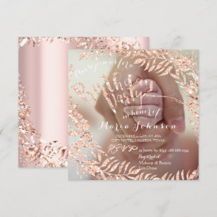 Birthday Photo Framed Rose Pink Gold Royal Invitation