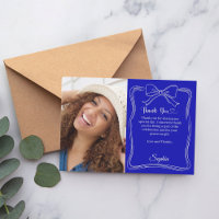 Birthday photo hand-written bow royal blue