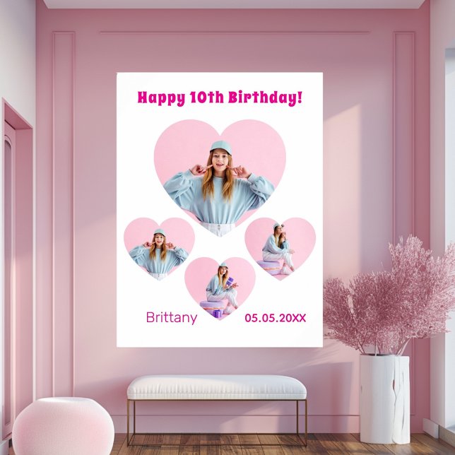 Birthday photo heart collage girl welcome poster (Creator Uploaded)