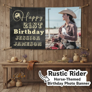 Birthday Photo Horse-Themed Rustic Banner
