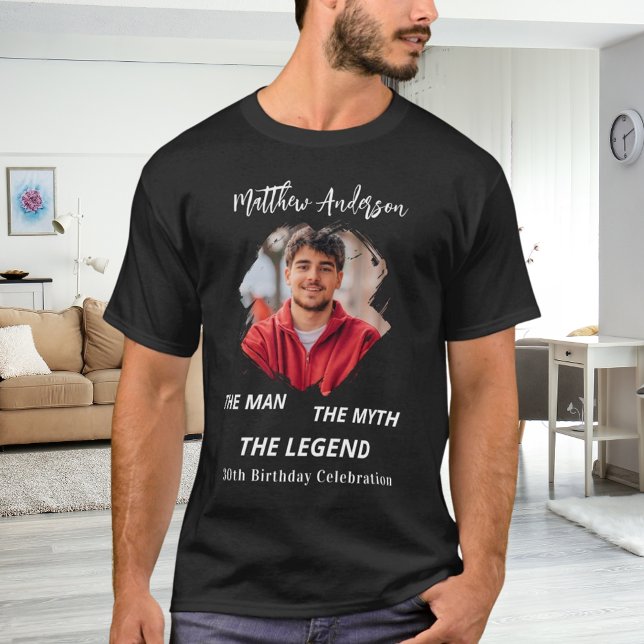 Birthday photo man myth legend name fun black T-Shirt (Creator Uploaded)