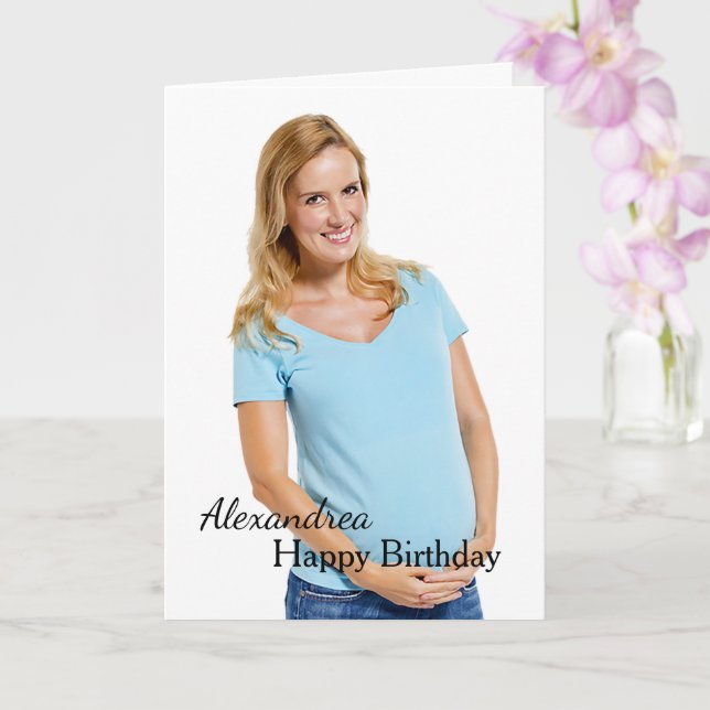 Birthday Photo Maternity Pregnant Mom Custom Card (Orchid)