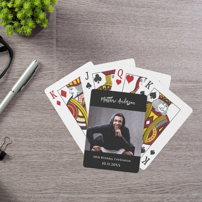 Birthday photo name fun playing cards (Creator Uploaded)