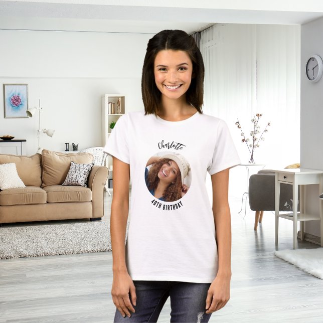 Birthday photo name script T-Shirt (Creator Uploaded)