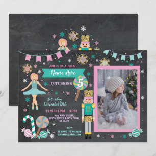 Birthday Photo Nutcracker Party Christmas Ballet Invitation
