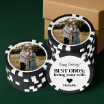 Birthday Photo Poker Chip for Husband from Wife<br><div class="desc">Turn a favorite photo into a custom poker chip birthday gift for your husband or wife, designed as a unique keepsake that blends fun casino style with a personal touch. The front features your photo inside a bold poker chip design, creating a memorable and eye-catching celebration of your relationship. The...</div>
