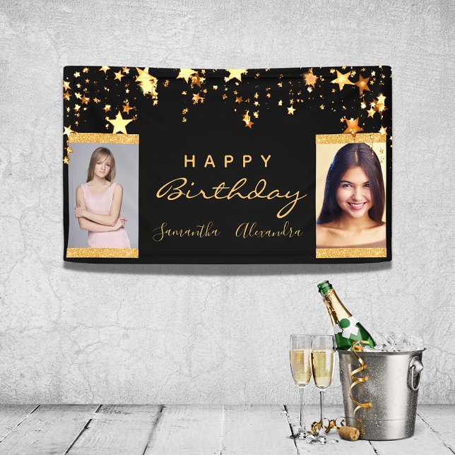 Birthday photo rose gold stars two 2 friends twins banner (Creator Uploaded)