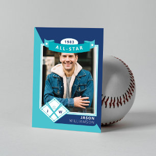 Birthday Photo & Stats All Star Baseball Card
