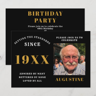 Birthday Photo Template Elegant Chic Black Gold