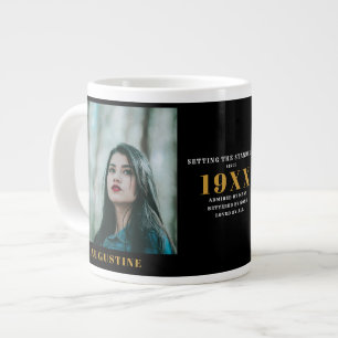 Birthday Photo Template Elegant Chic Gold Black Large Coffee Mug