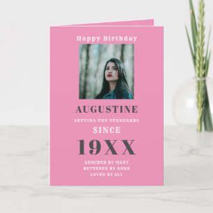 Birthday Photo Template Elegant Chic Pink Grey