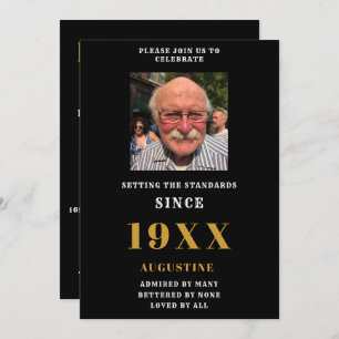 Birthday Photo Template Name Elegant Black Gold