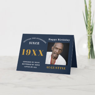 Birthday Photo Template Typography Name Blue Gold