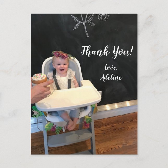 Birthday Photo Thank You Postcard (Front)