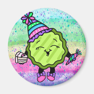 Birthday Pickle   Pink and Purple Birthday Hat Magnet