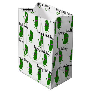 Birthday Pickle With Pink Glasses Medium Gift Bag