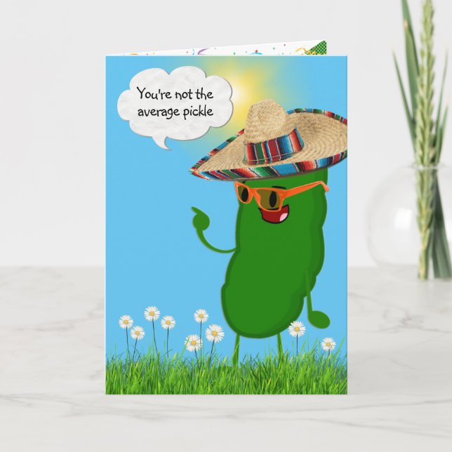 Birthday Pickle with Sombrero Card (Front)