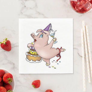 Birthday Pig Partying Napkin