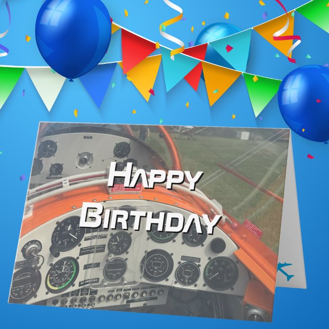 Birthday Pilot Aeroplane cockpit photo Fun Aviatio Card (Creator Uploaded)