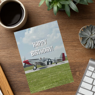 Birthday Pilot P-51 Mustang Vintage Airplane Photo Card