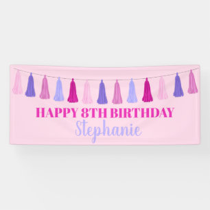 Birthday Pink and Purple Tassel Banner